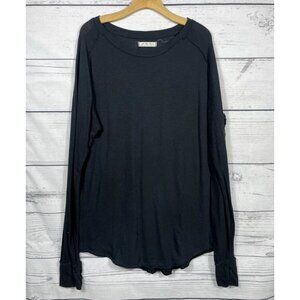 Free People We the Free Men's Long Sleeve Shirt Black Medium Cotton Thumbholes